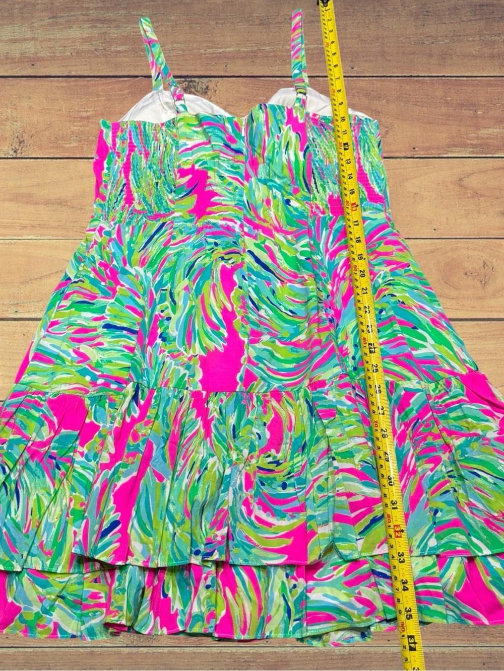 Lilly Pulitzer Morgana Shady Lady Tiered Ruffle Pink & Green Dress Size 14 NWT - Picture 7 of 16